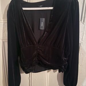 Express Black Velvet Blouse